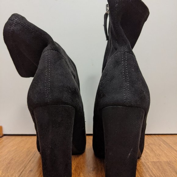 Black Suede Ankle Sock Boots - Picture 4 of 4